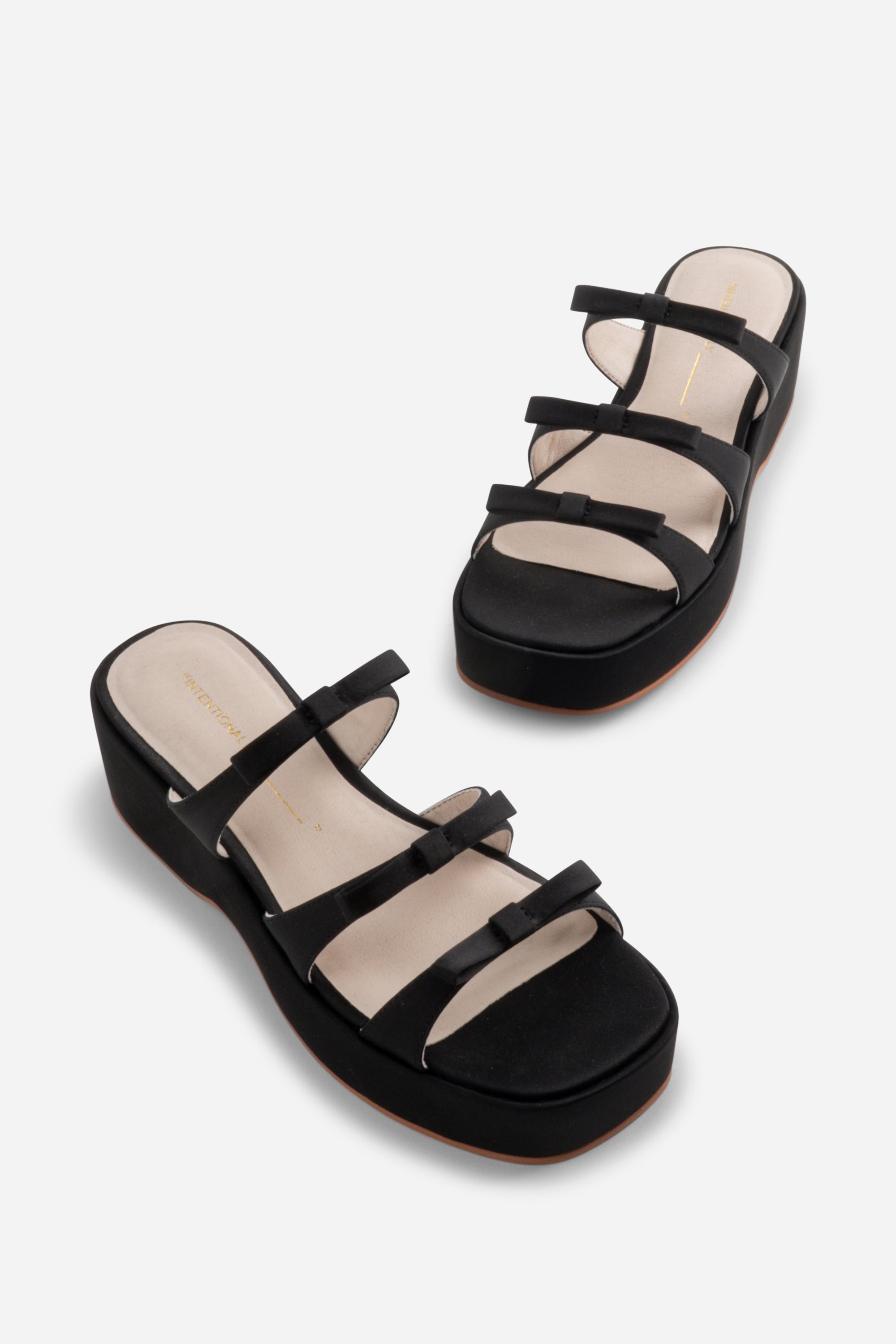 Intentionally Blank - Fuse Platform Bow Sandal - BLACK SATIN