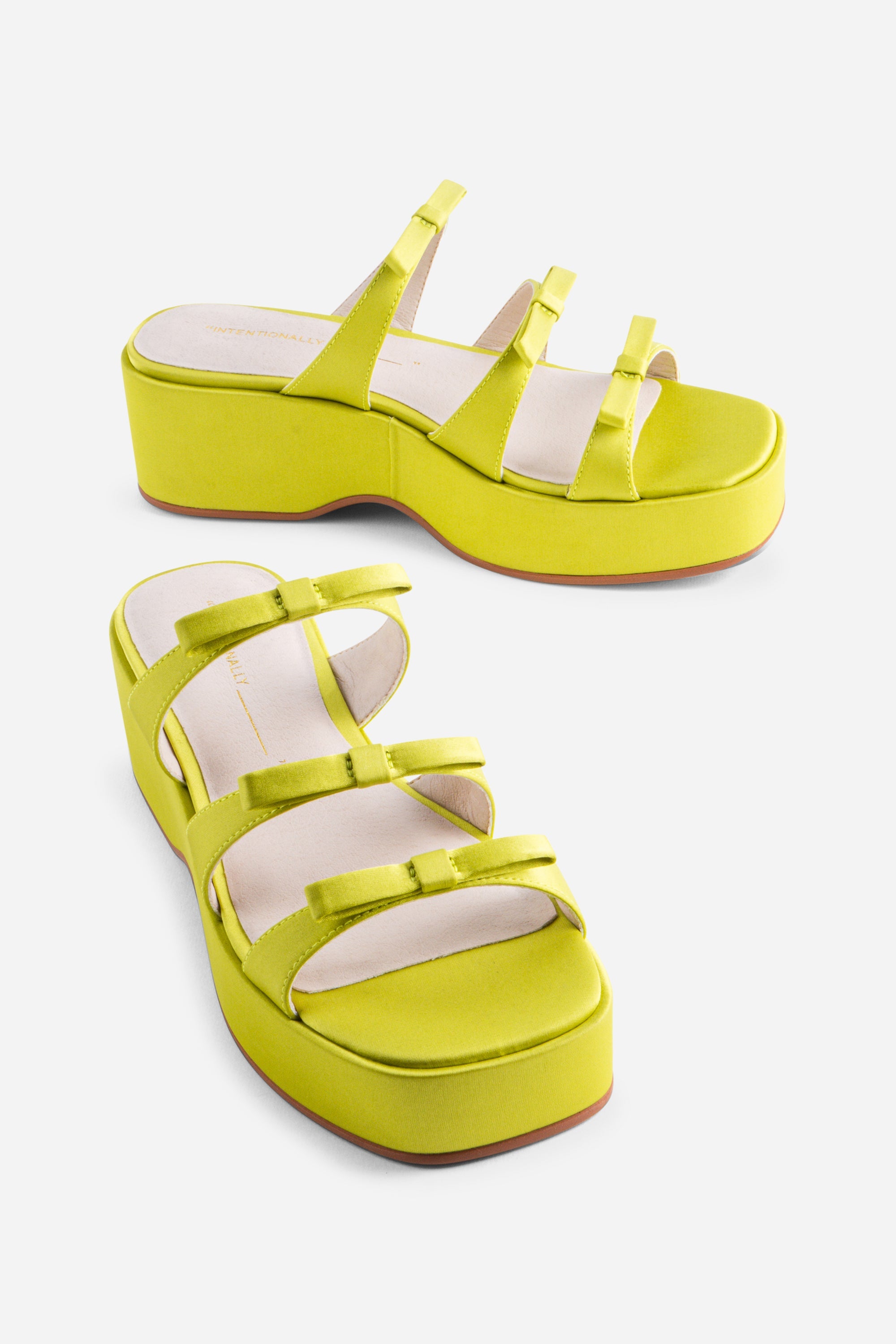 Intentionally Blank - Fuse Platform Bow Sandal - LIME SATIN