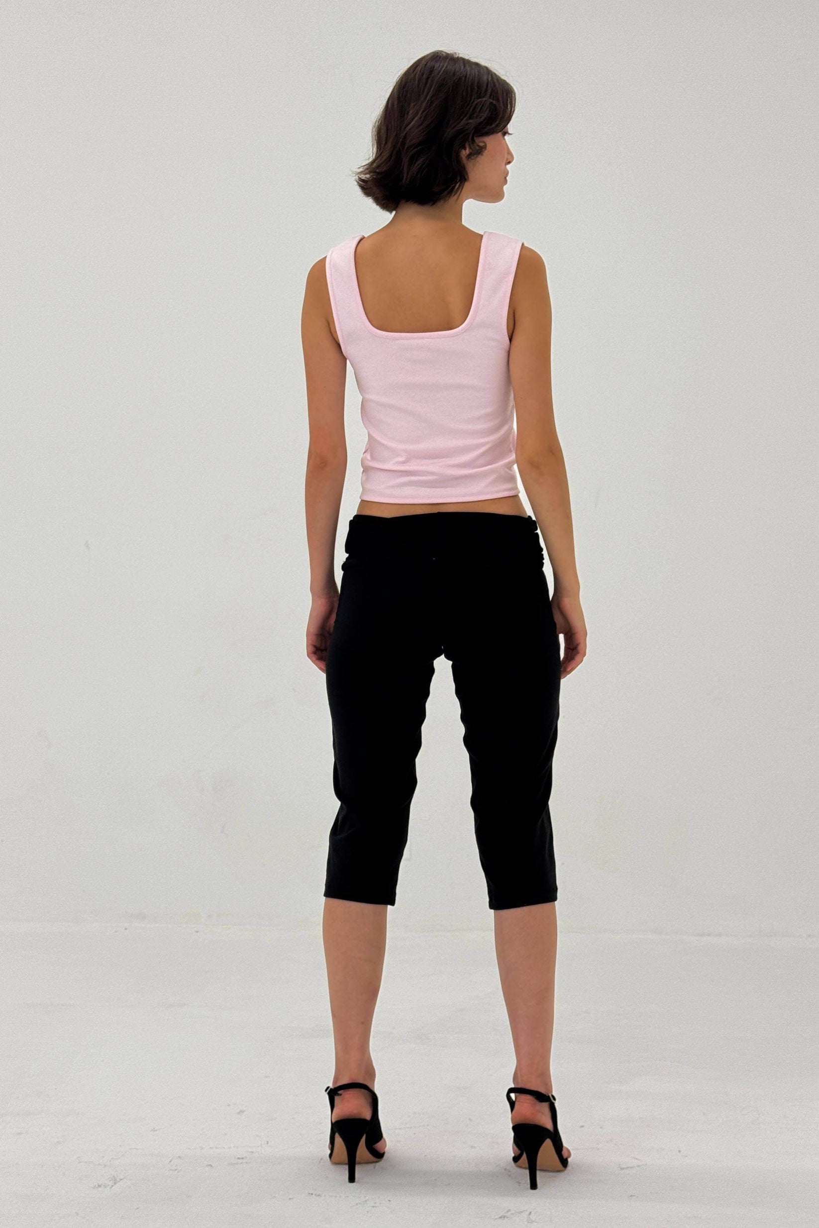 Find Me Now - Square Neck Ponte Tank Top - Strawberry Cream -