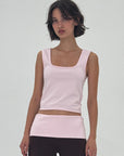 Find Me Now - Square Neck Ponte Tank Top - Strawberry Cream -