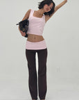 Find Me Now - Square Neck Ponte Tank Top - Strawberry Cream -