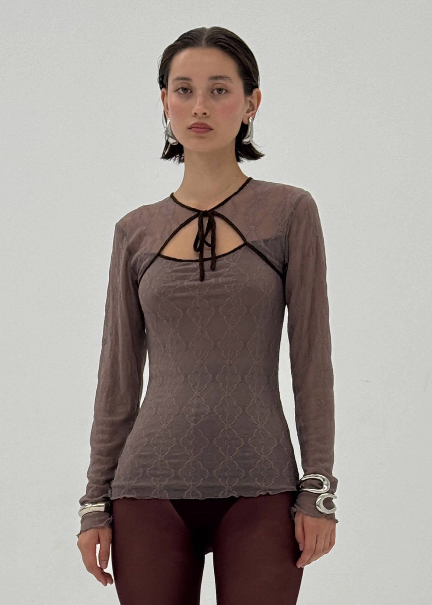 Find Me Now - Mariposa Long Sleeve Bow Tee - Mauve -
