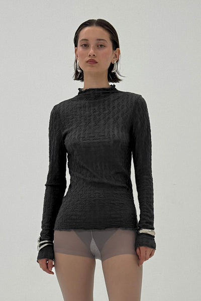 【新品】V12 30%OFF　モックハイネックシャツ 黒　レディース Mochi｜petit high necked shirt [black] ハイネックシャツ - Palm