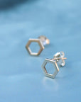 Peter + June - Geo Studs - Silver Hexagon -