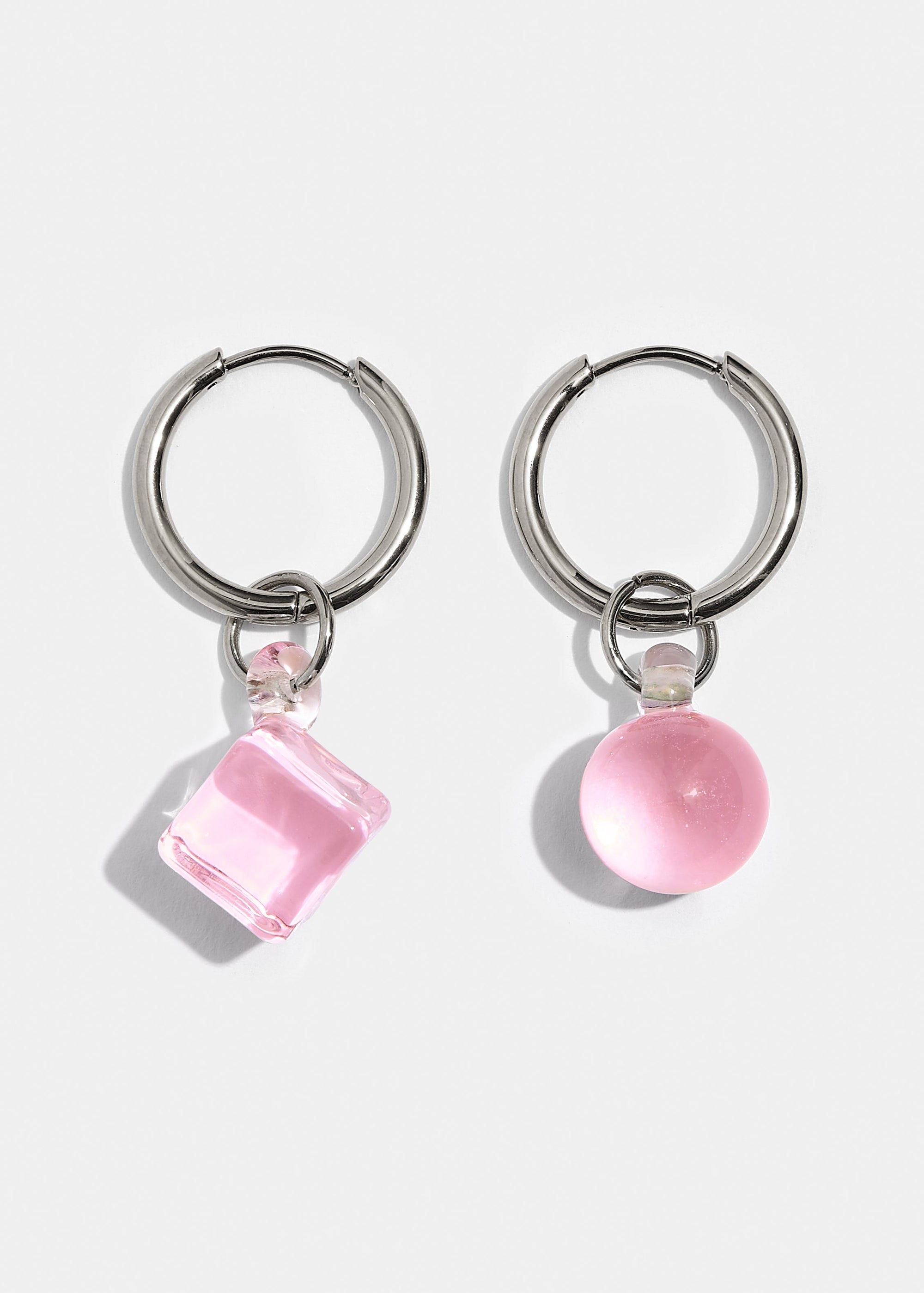 Fazeek - Pink Geo Earrings - Silver -