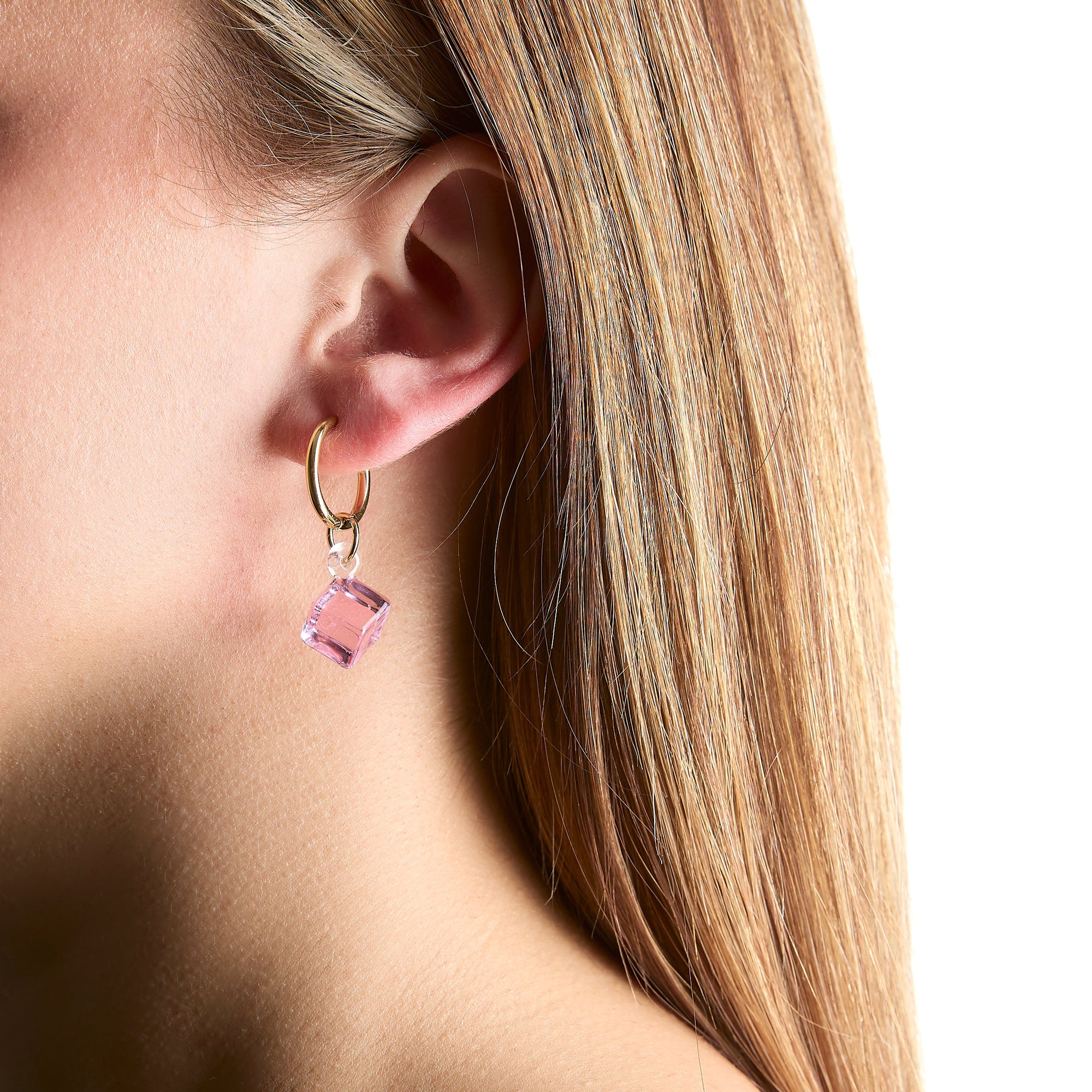 Fazeek - Pink Geo Earrings - Gold -