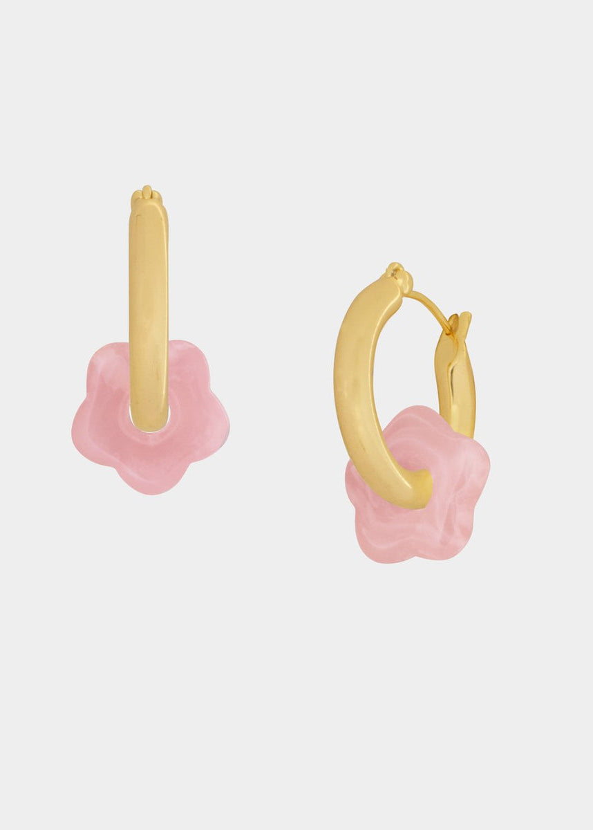 Siizu - Giada Tiny Floral Hoop - Bethany Pink -