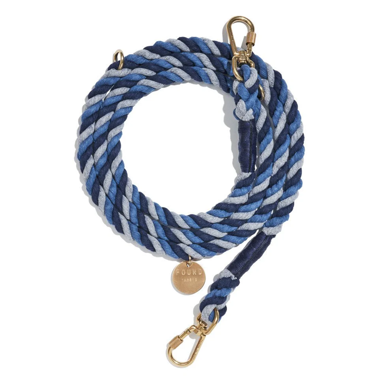 Found My Animal - Up-Cycled Rope Dog Leash - Gray, Blue, Navy -