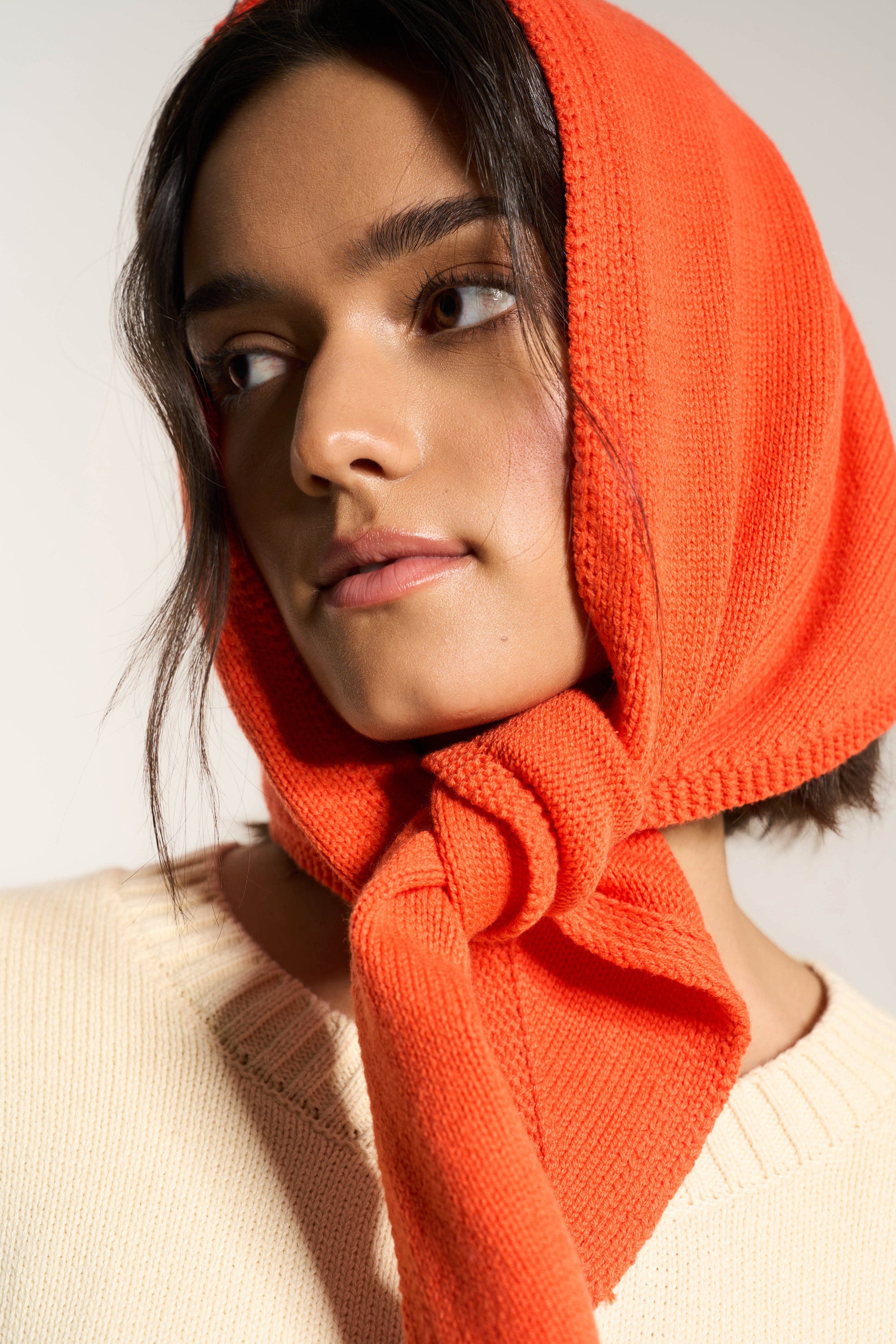 Callahan Knitwear - Handkerchief Scarf - Red Orange -