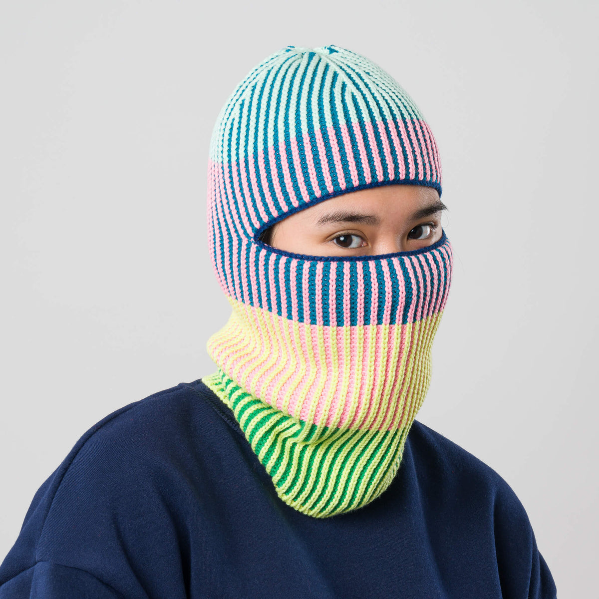 Verloop - Hi-Low Stripe Knit Balaclava -