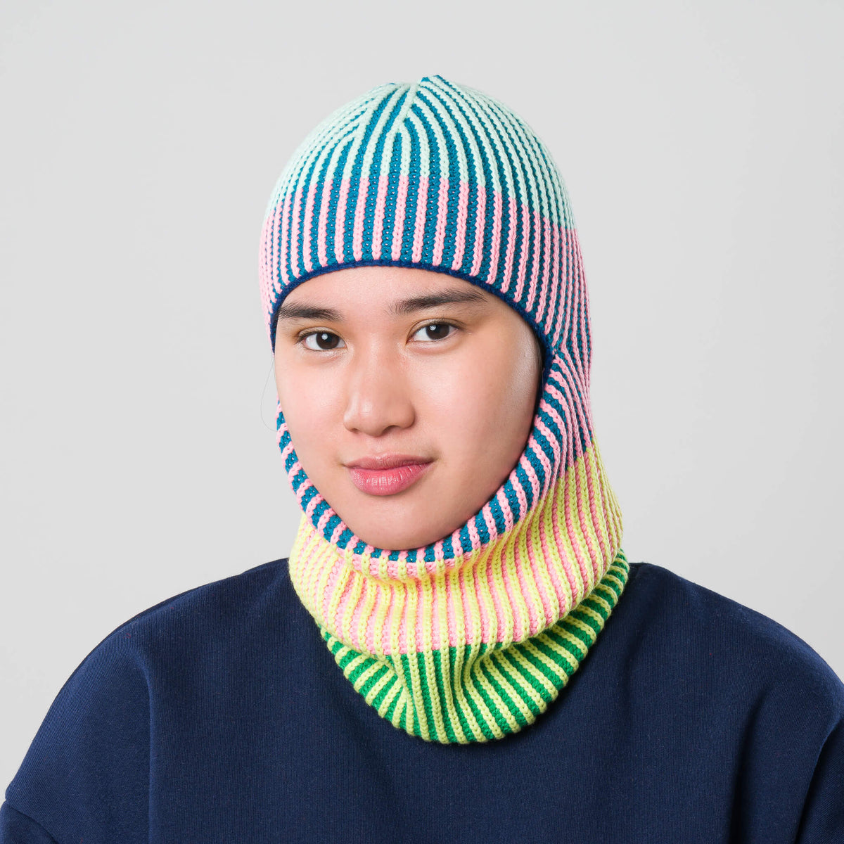 Verloop - Hi-Low Stripe Knit Balaclava -