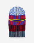 Verloop - Hi-Low Stripe Knit Balaclava - Ruby Cobalt