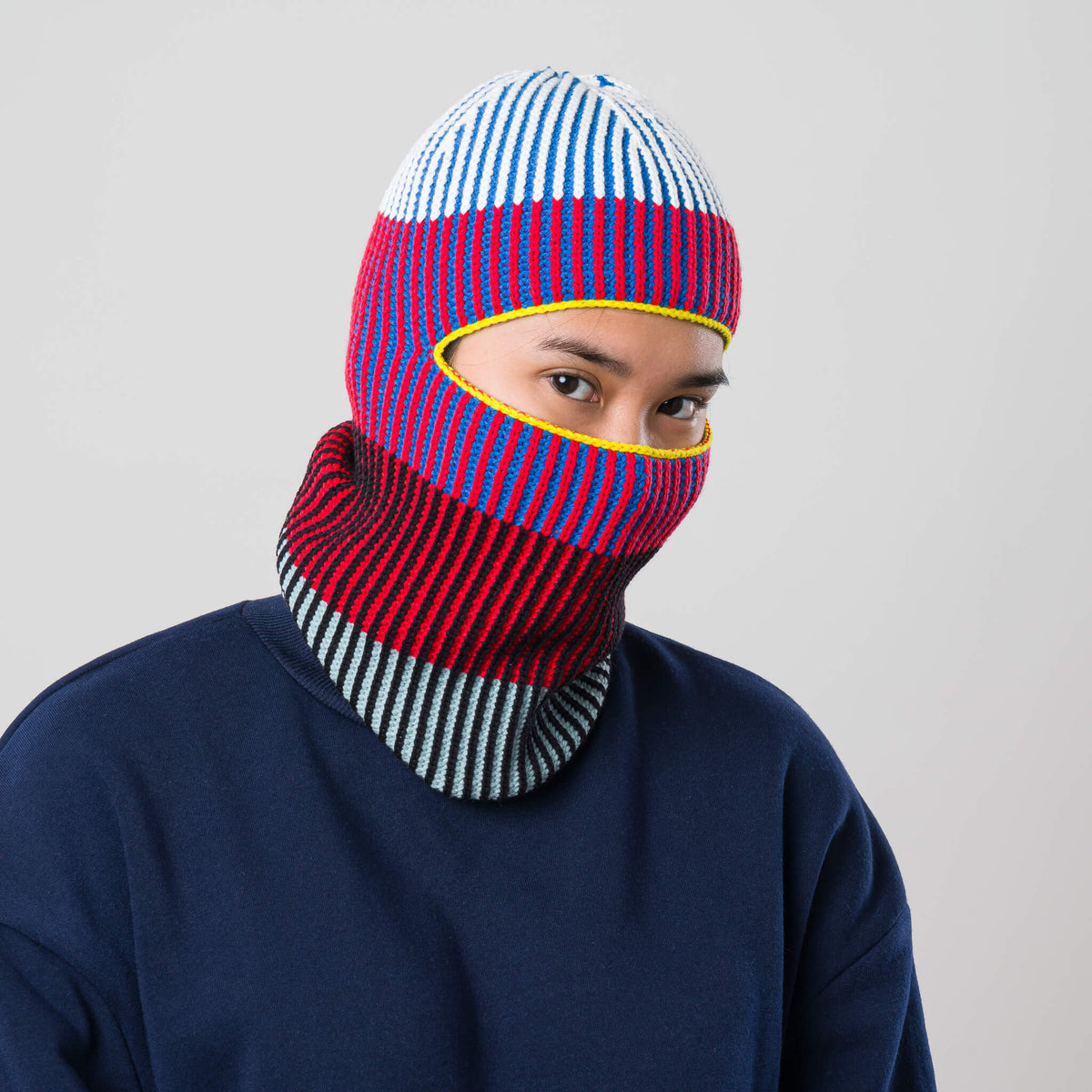 Verloop - Hi-Low Stripe Knit Balaclava -