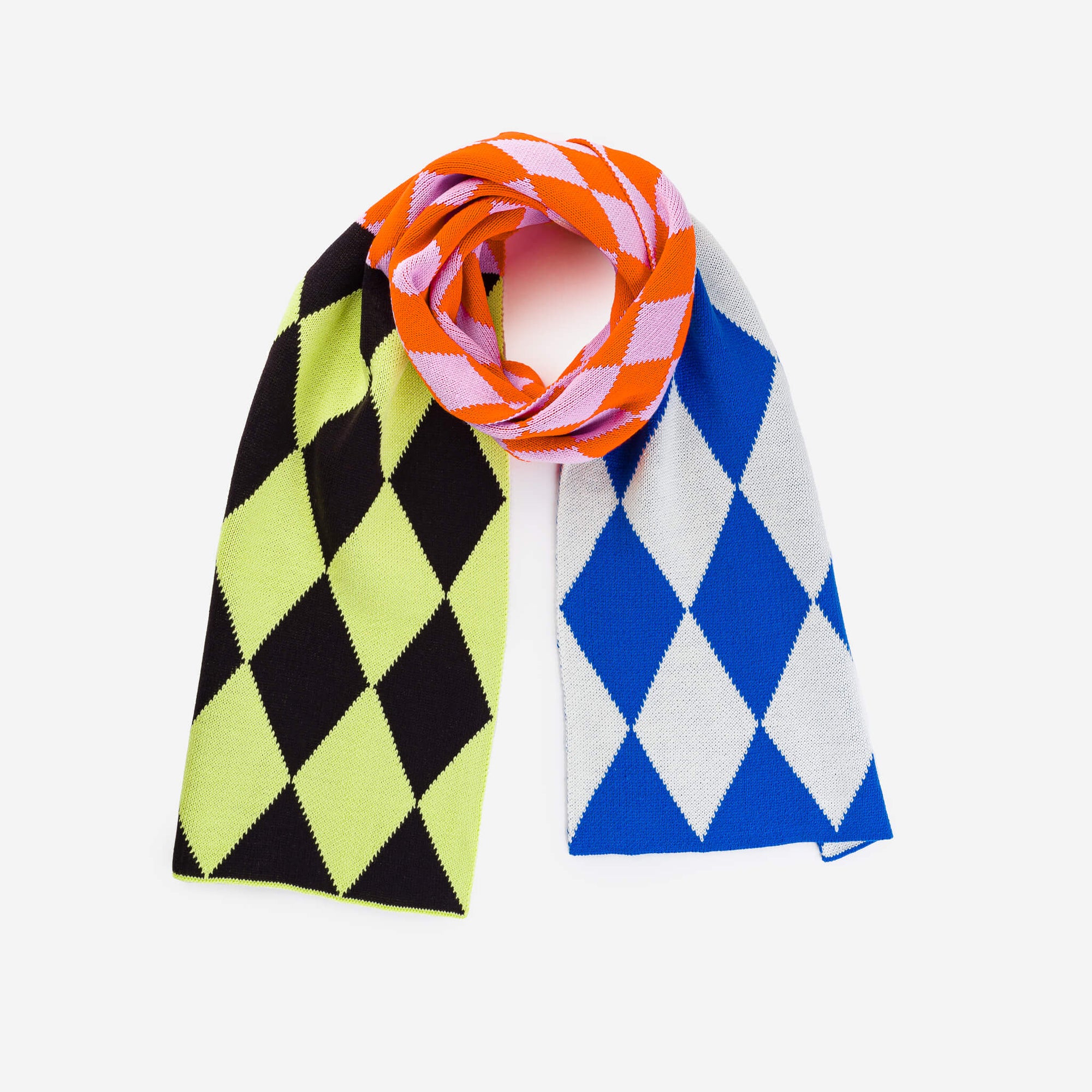 Verloop - Harlequin Big Knit Scarf - White Cobalt