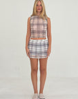 Find Me Now - Plaid Crinkled Mesh Tank -