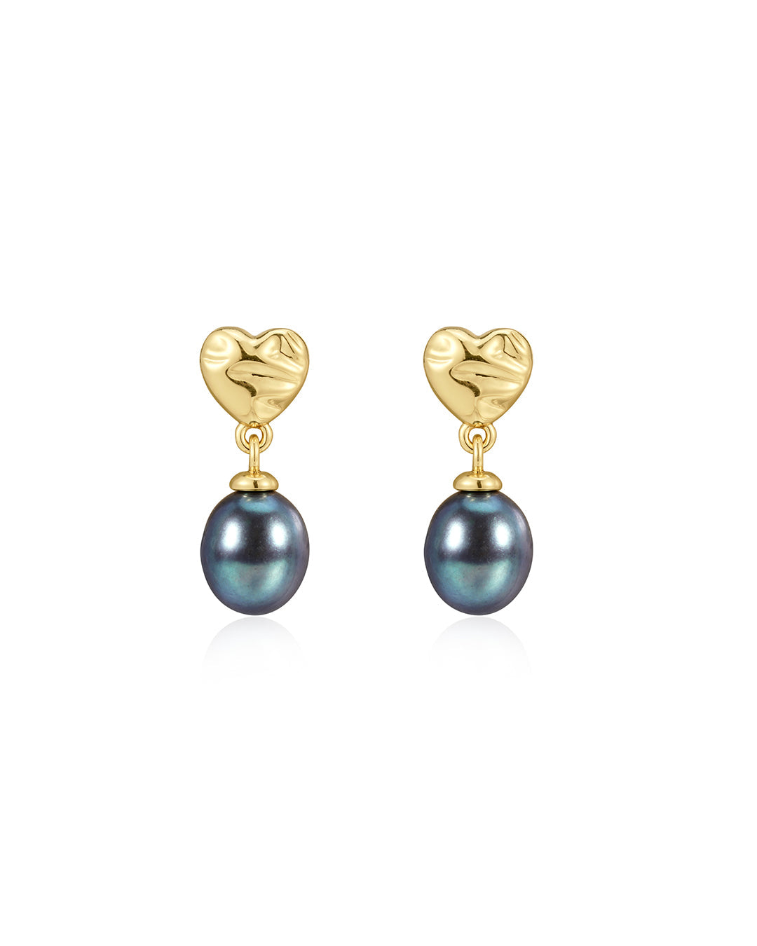 Luv Aj - The Hammered Heart Pearl Studs - Gold
