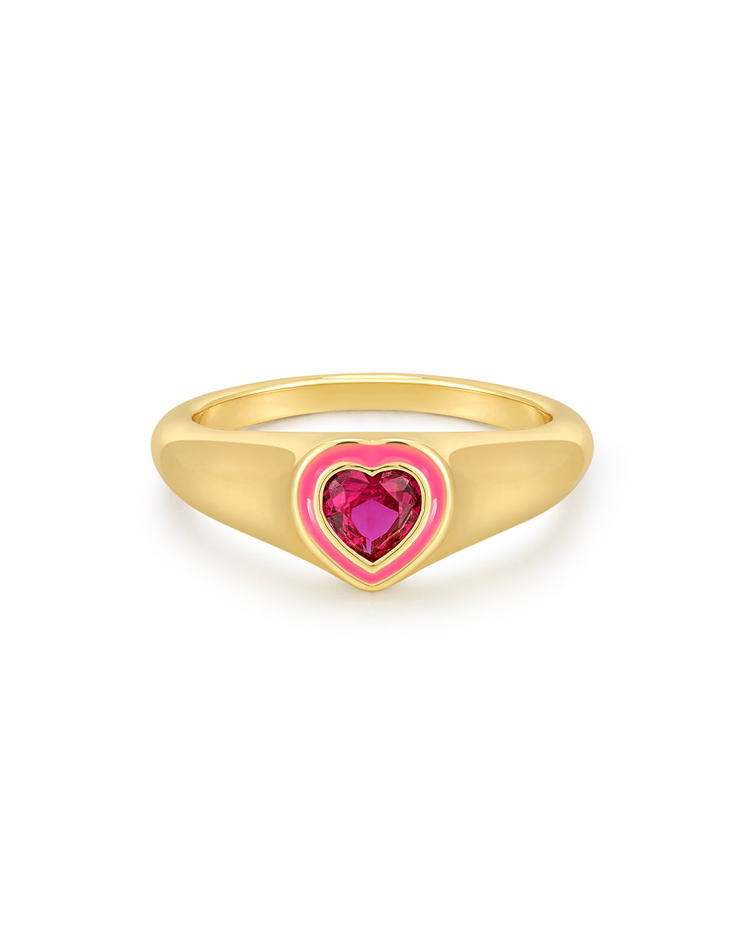 Luv Aj - Heart Signet Ring - Hot Pink/Gold -