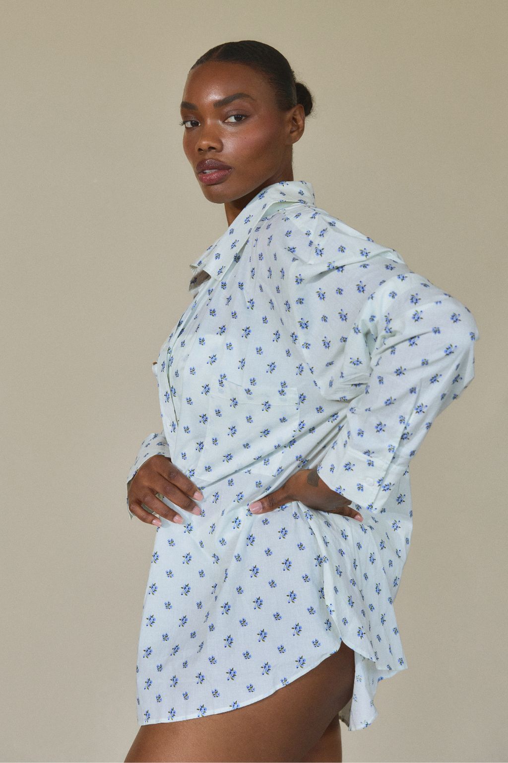 Montce - Heidi Floral Boyfriend Button Down Shirt -