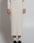 Wildflo Studio - Rib Knit Midi Skirt Ivory -