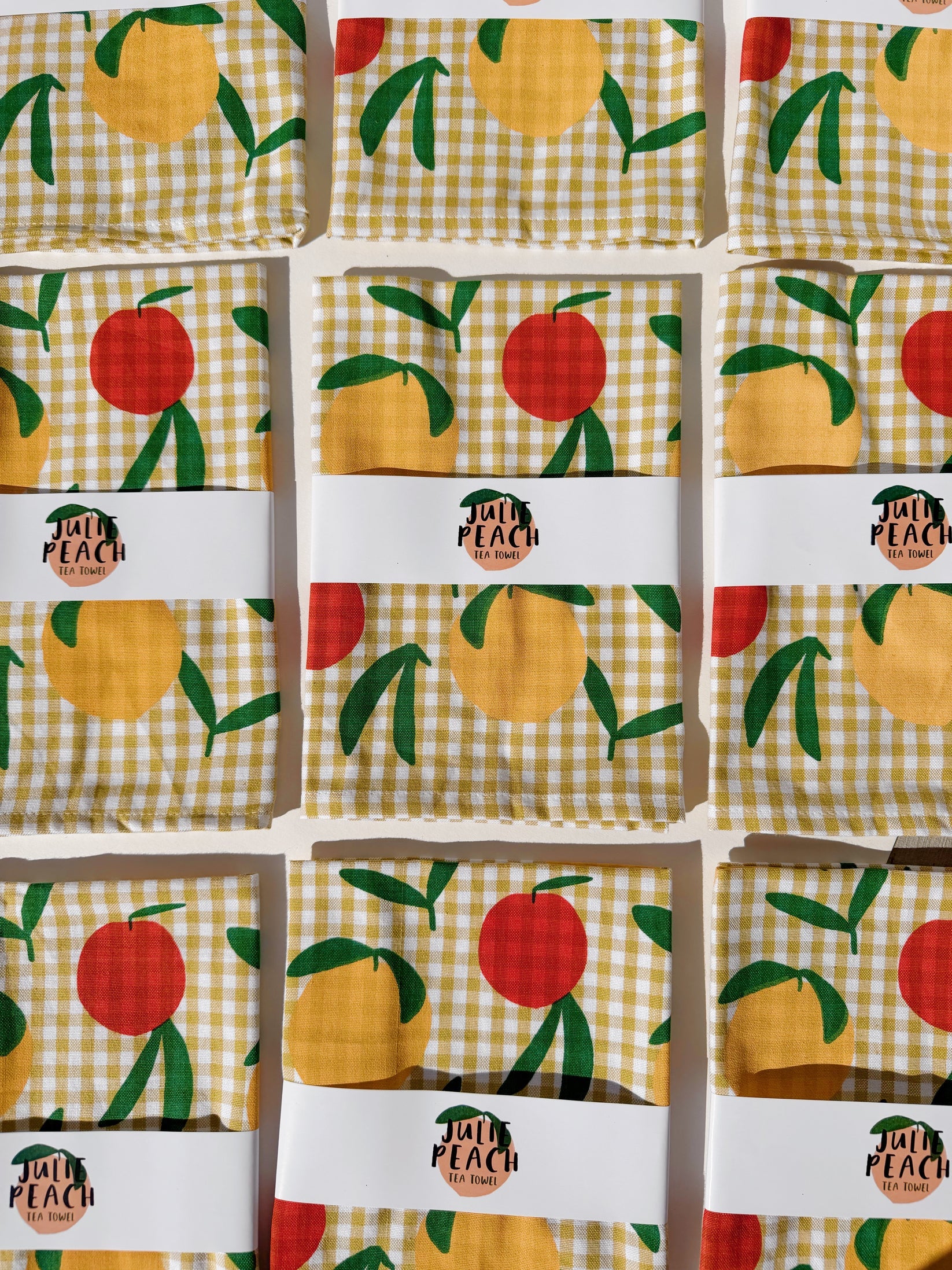 Julie Peach - Peach on Gingham Towel -