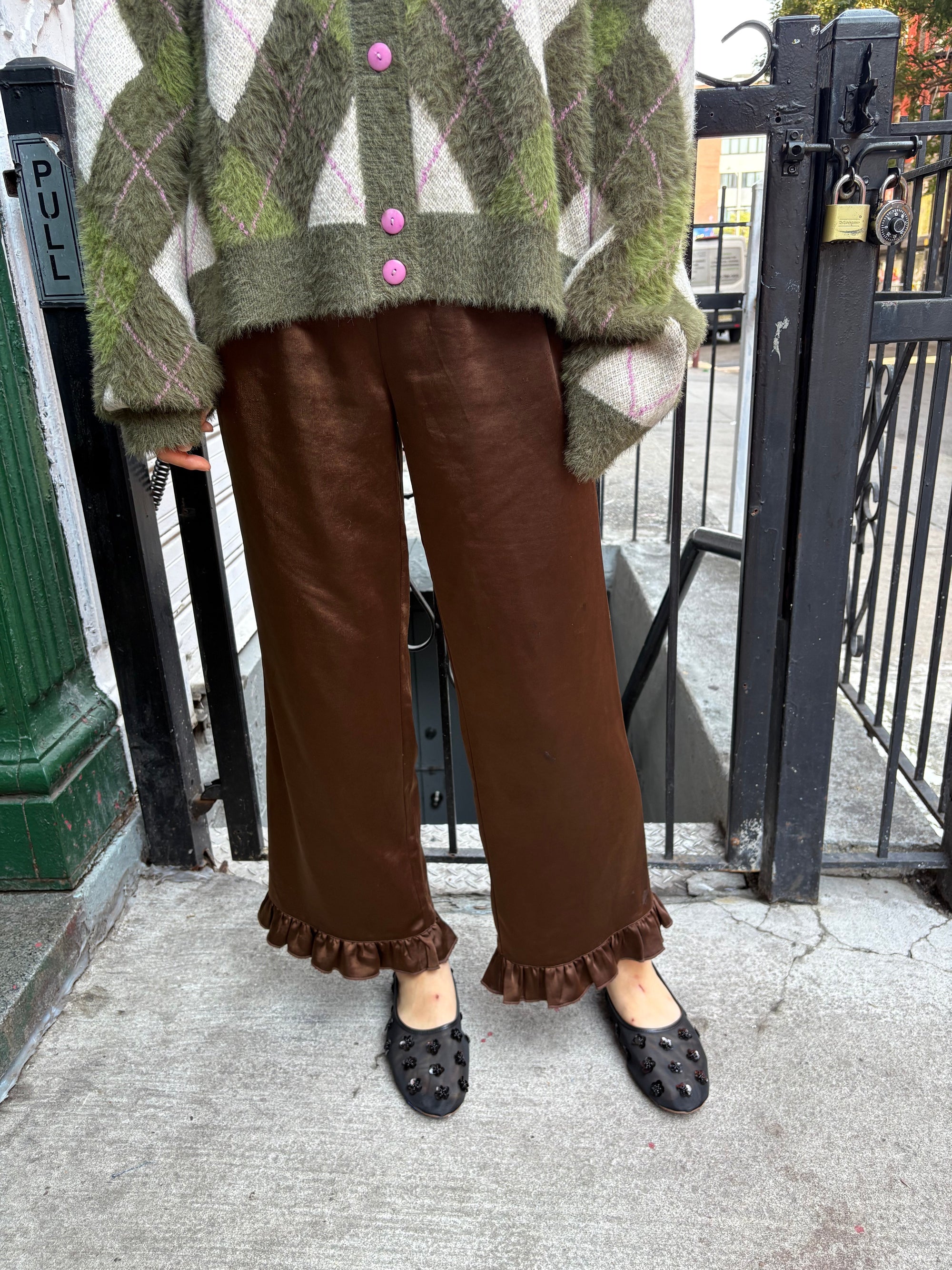 Lisa Says Gah - Liora Ruffle Pant - Chocolate -