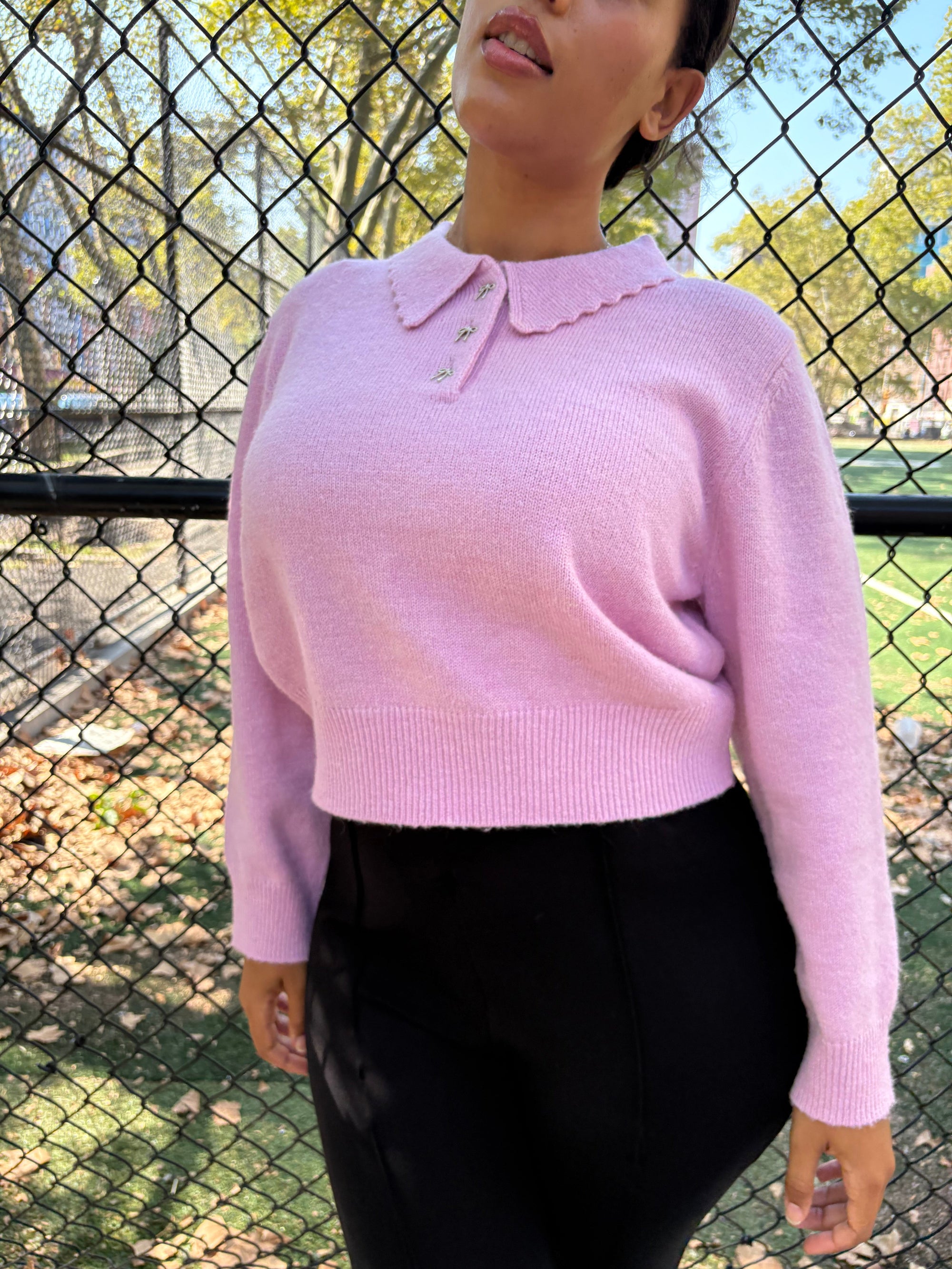 Lisa Says Gah - Posey Polo Sweater - Ballet Pink -