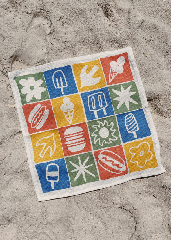 Julie Peach - Beach Picnic Waffle Weave Towel -
