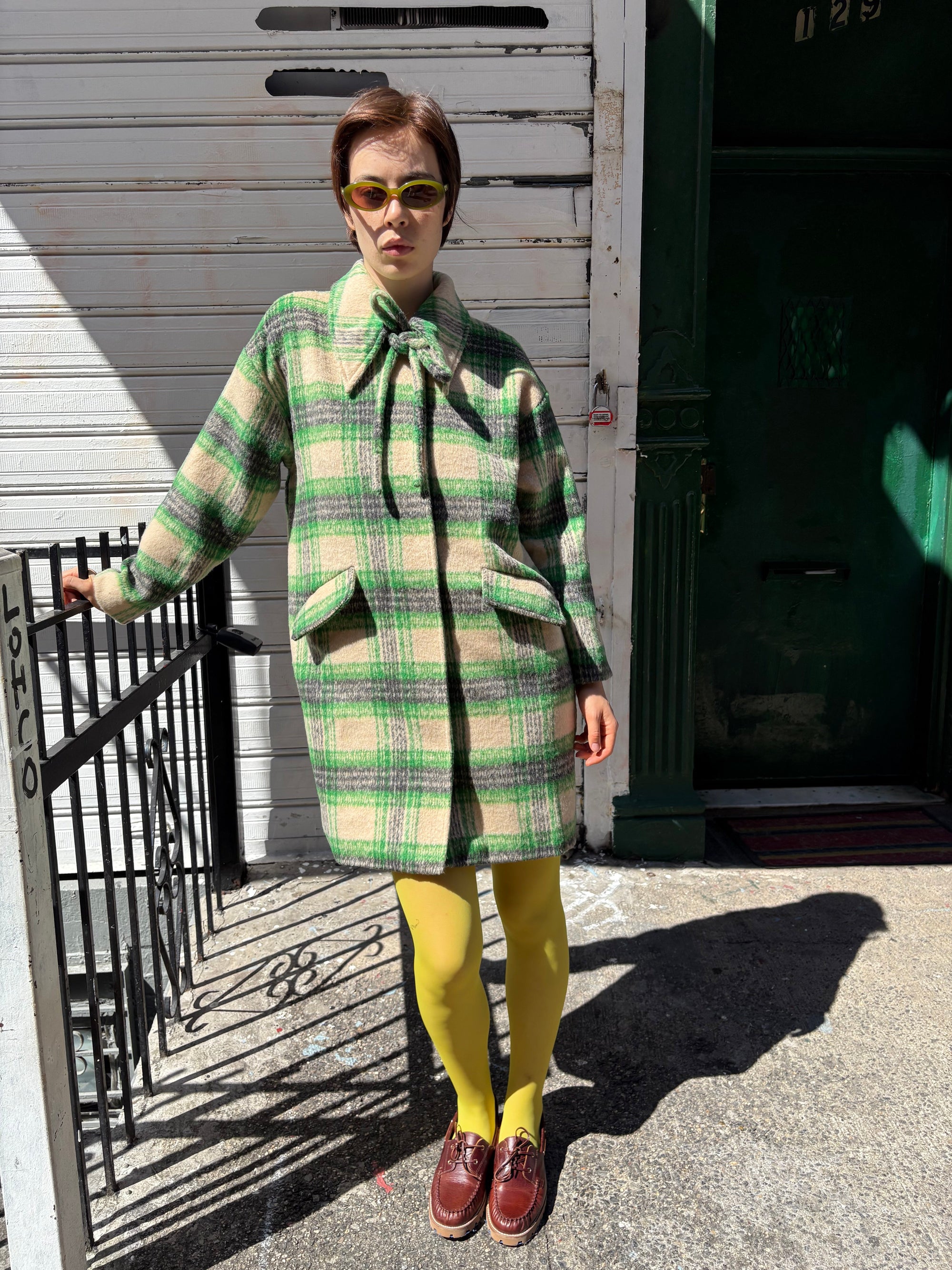 Lisa Says Gah - Chelsea Coat - Moss Plaid -