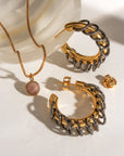 Luna Norte - Golden Eclipse Vertebrae Post Hoop Earring -