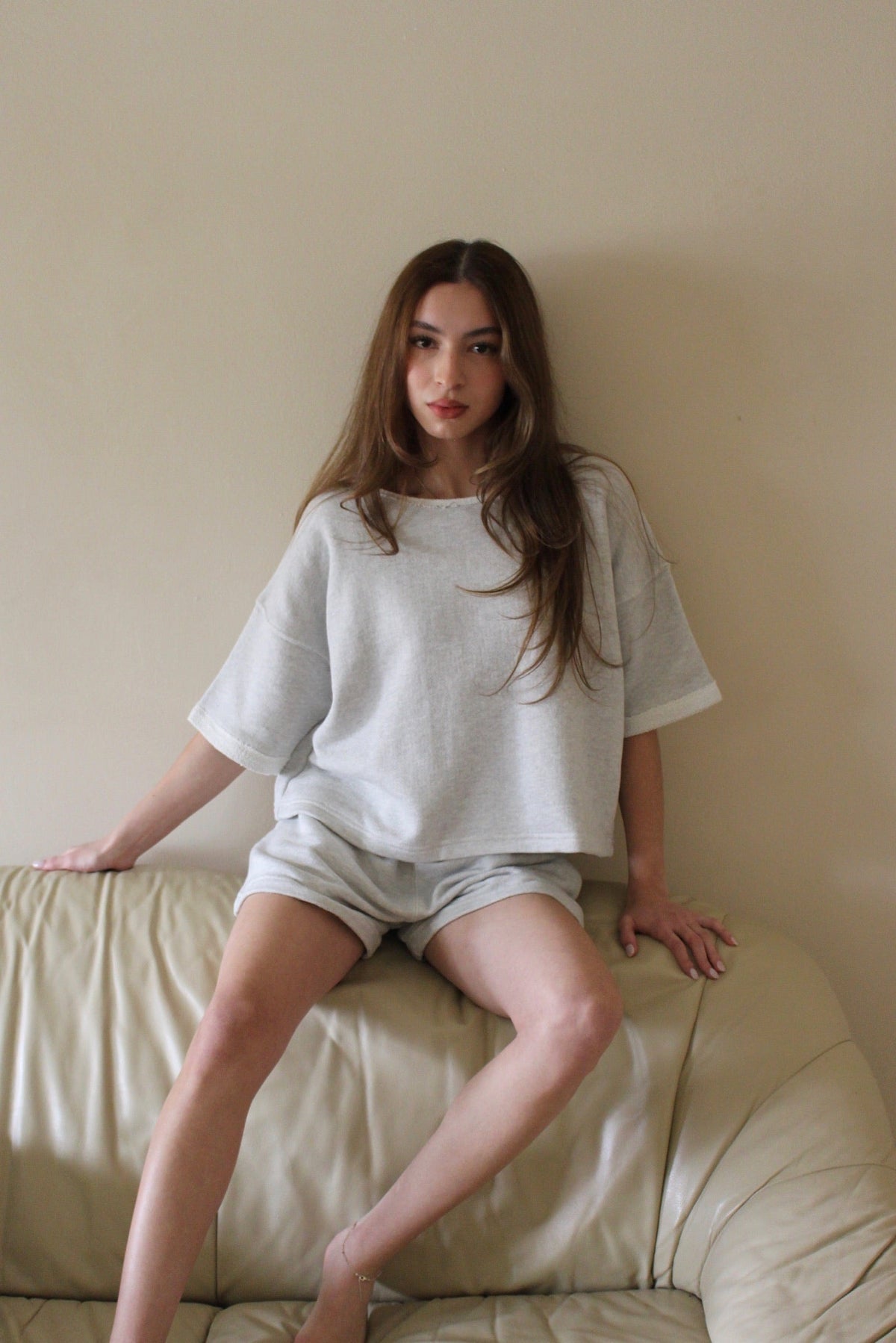 NA NIN - Lenny Cotton Modal Cropped Tee - Dove -
