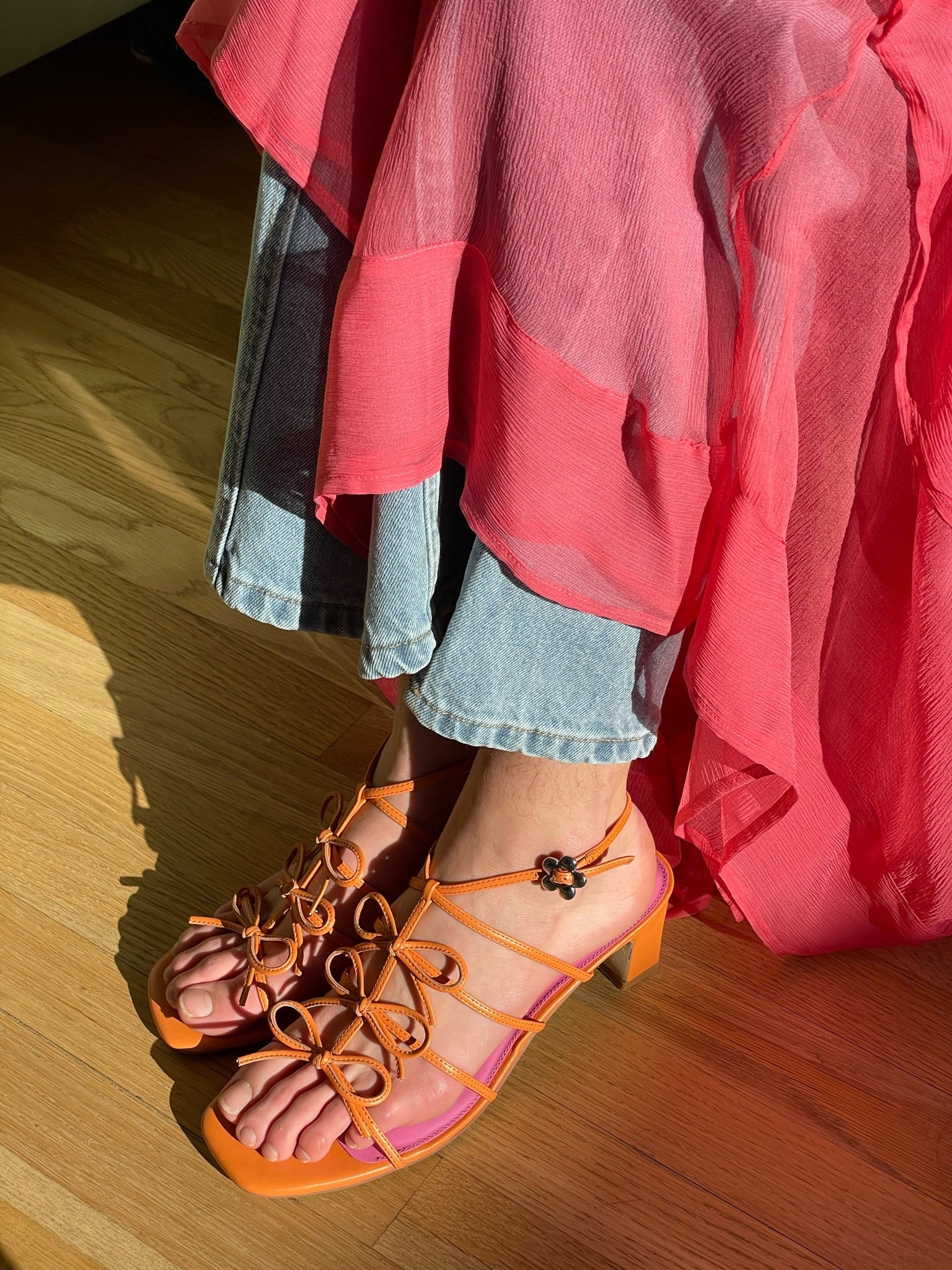 Lisa Says Gah - Carrie Bow Sandal - Creamsicle/Rouge -