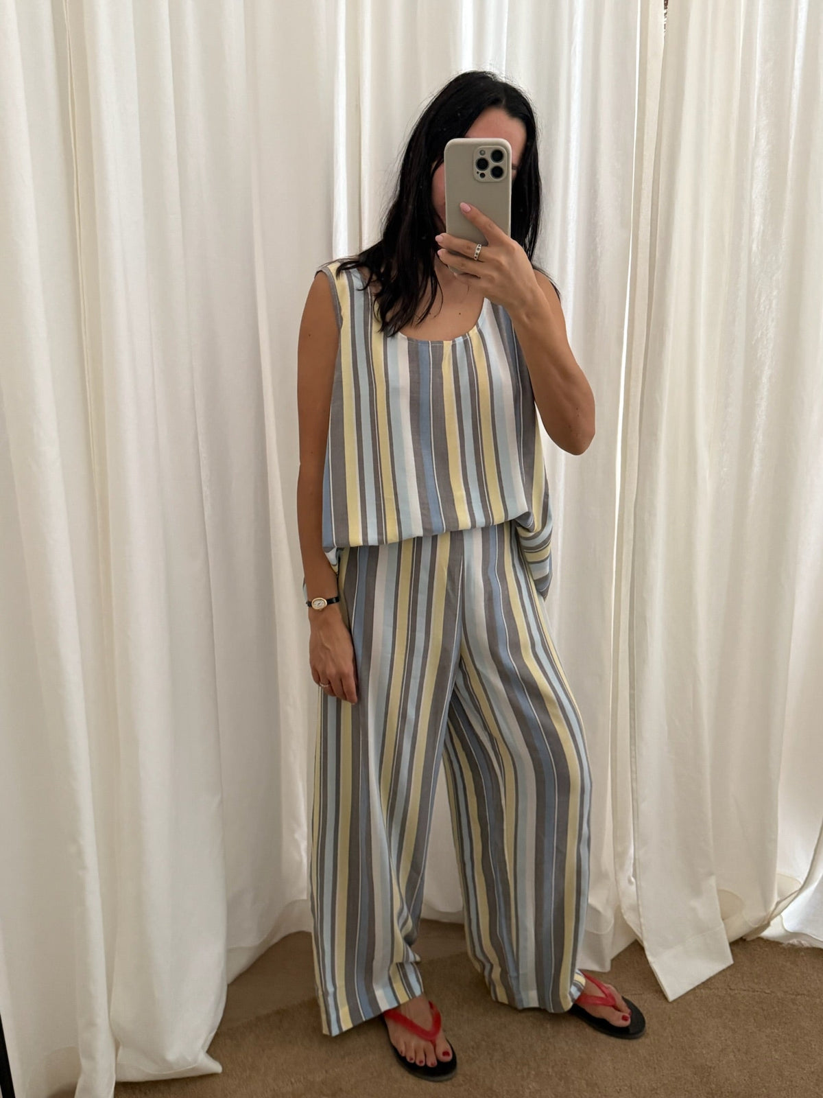 NA NIN - Marni Striped Rayon Tank - Sky & Canary Multi Stripe -