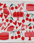 Julie Peach - Sweets on White Tea Towel -