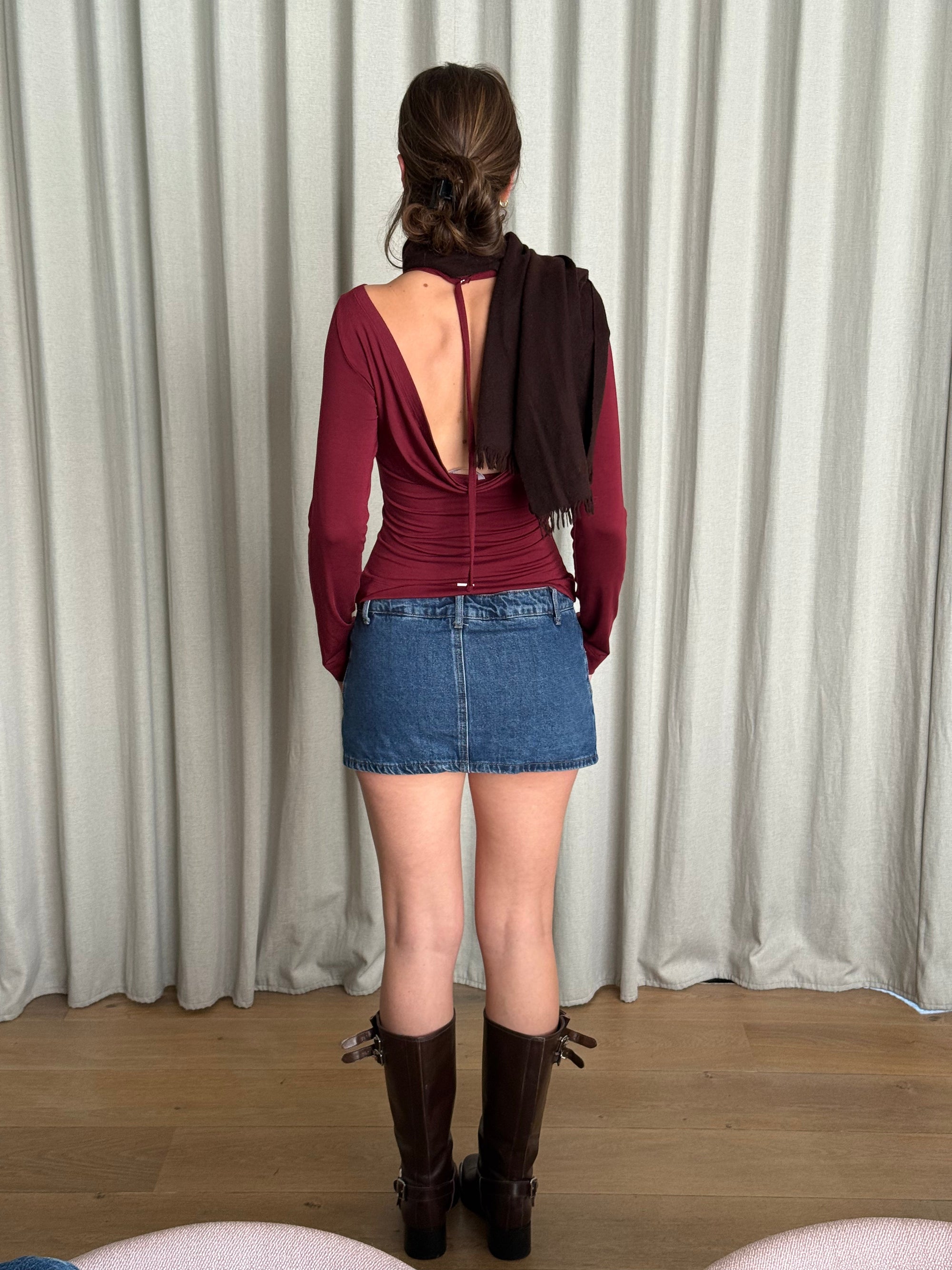 Rat Boi - Cowl Back Long Sleeve - Bordeaux -