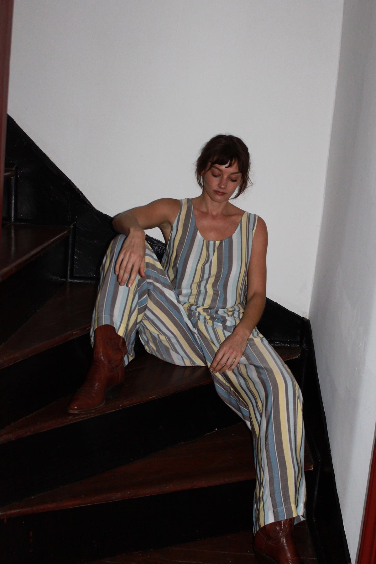 NA NIN - Marni Striped Rayon Tank - Sky & Canary Multi Stripe -