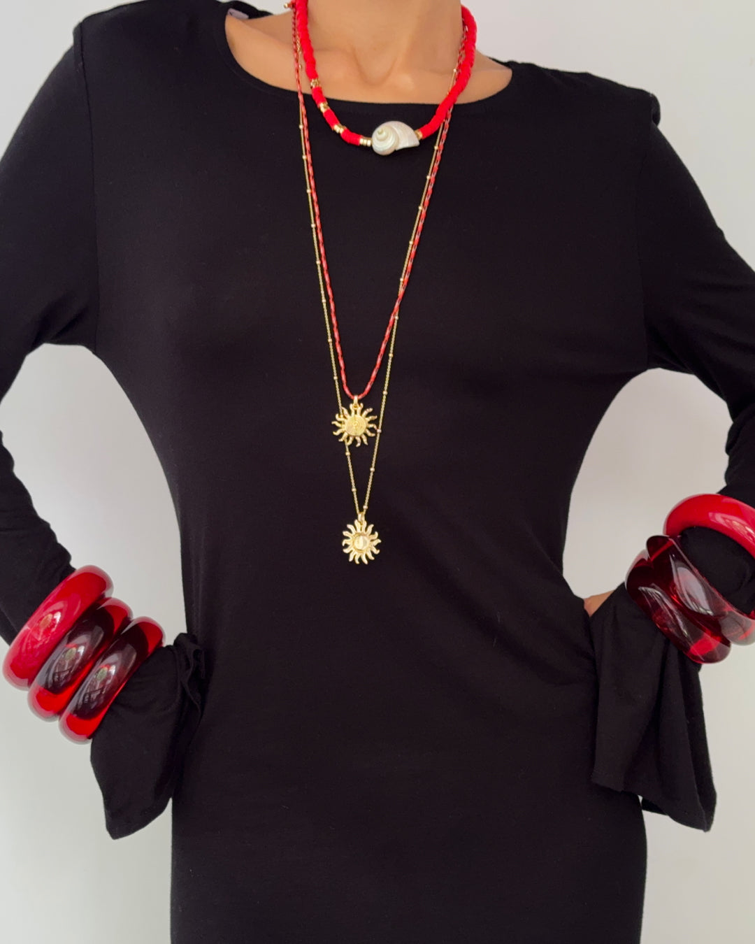 Luv Aj - The Formentera Bangle Set - Red -