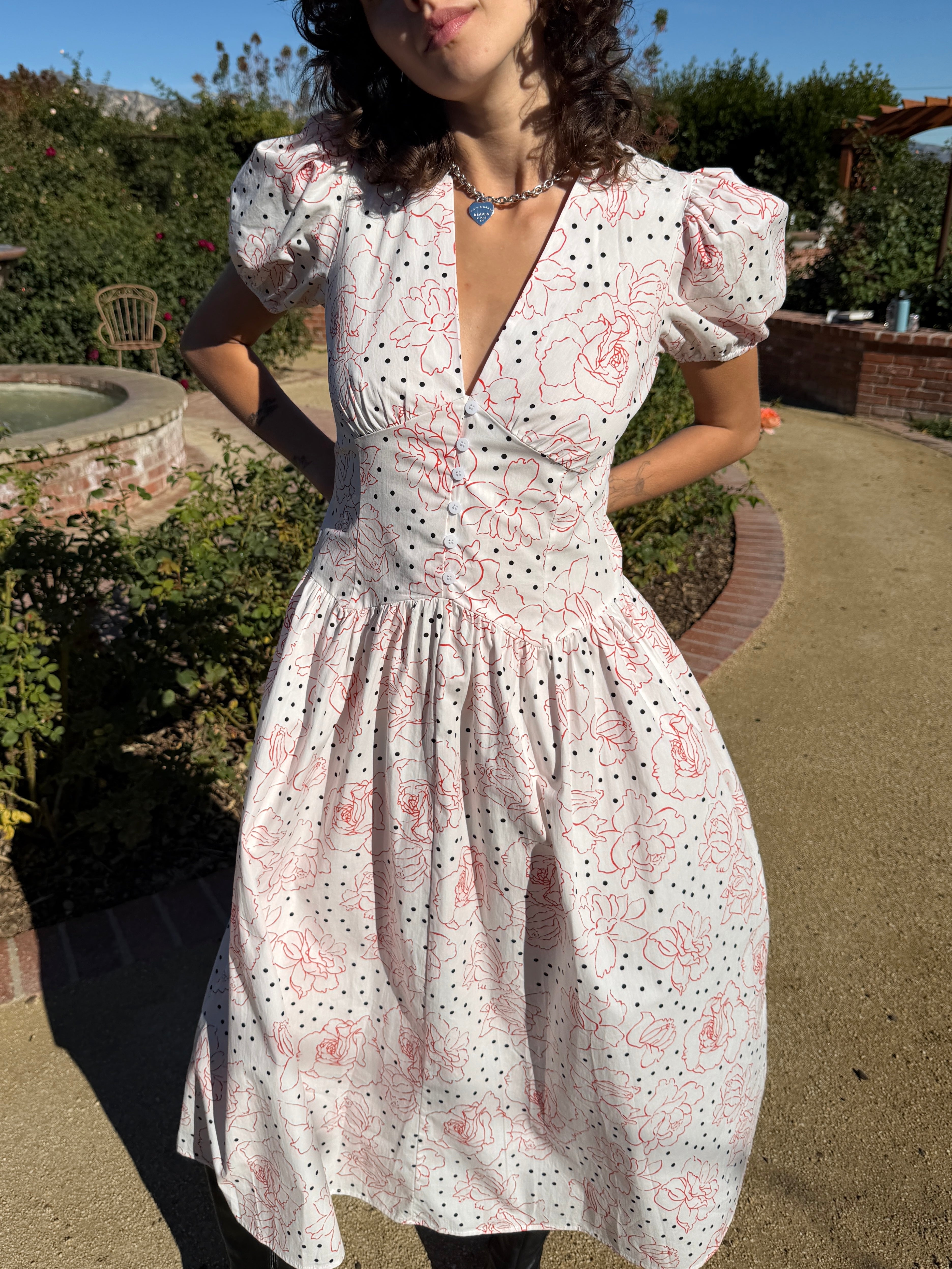 Lisa Says Gah Elizabeth Dress - Rose White Dot – offe market