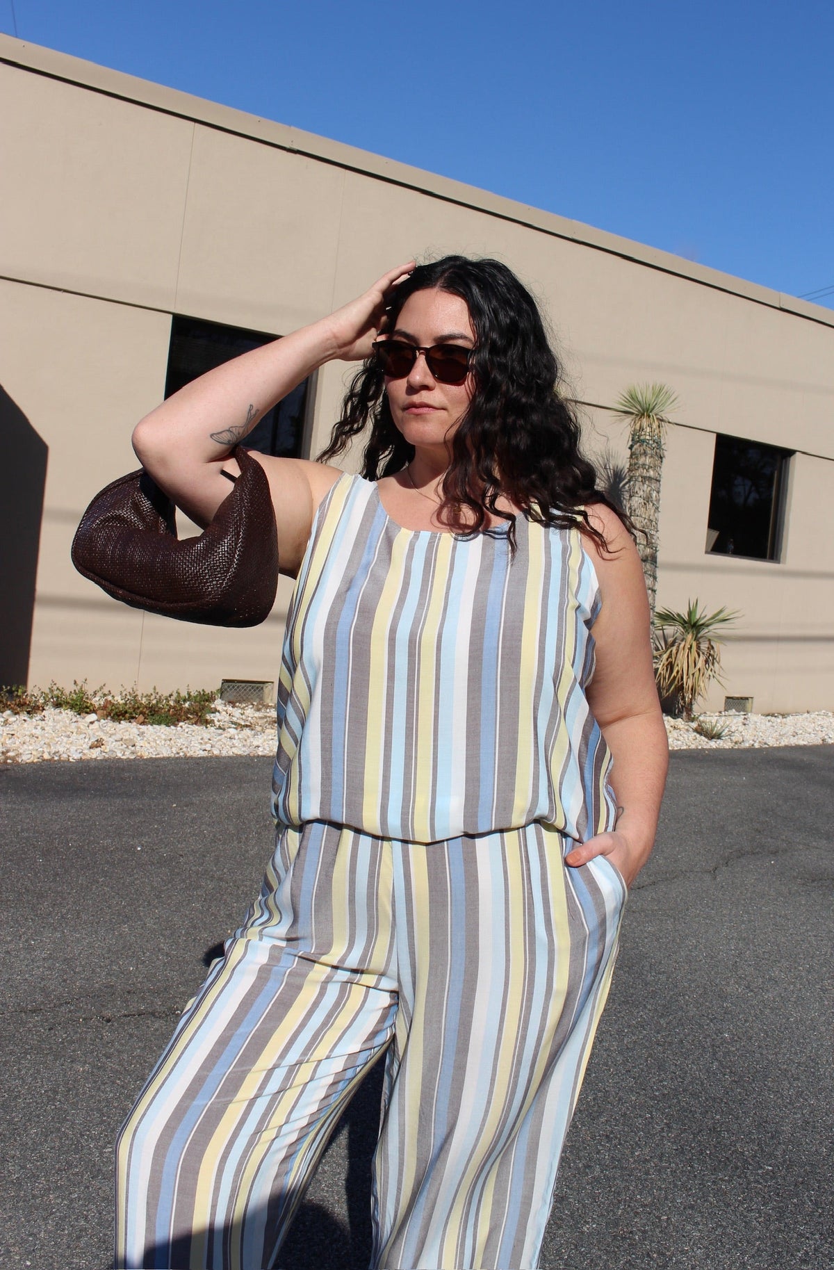 NA NIN - Marni Striped Rayon Tank - Sky & Canary Multi Stripe -
