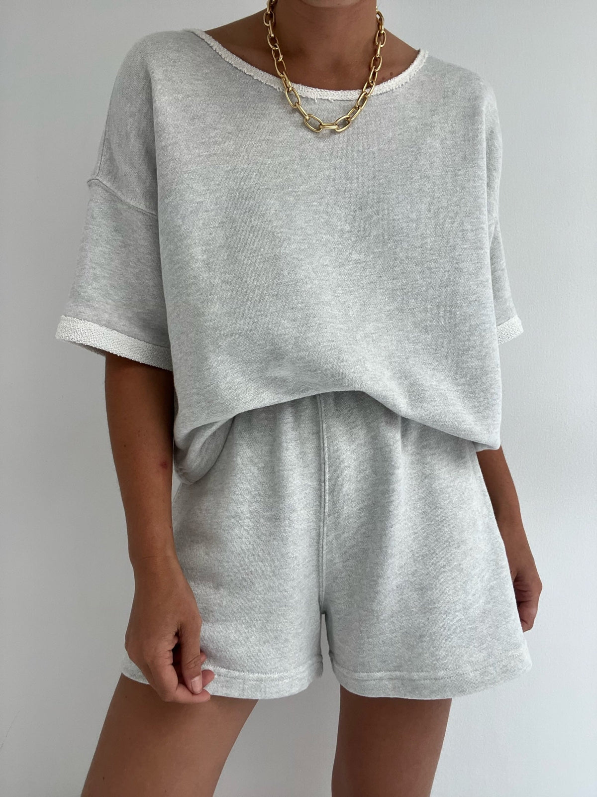 NA NIN - Lenny Cotton Modal Cropped Tee - Dove -