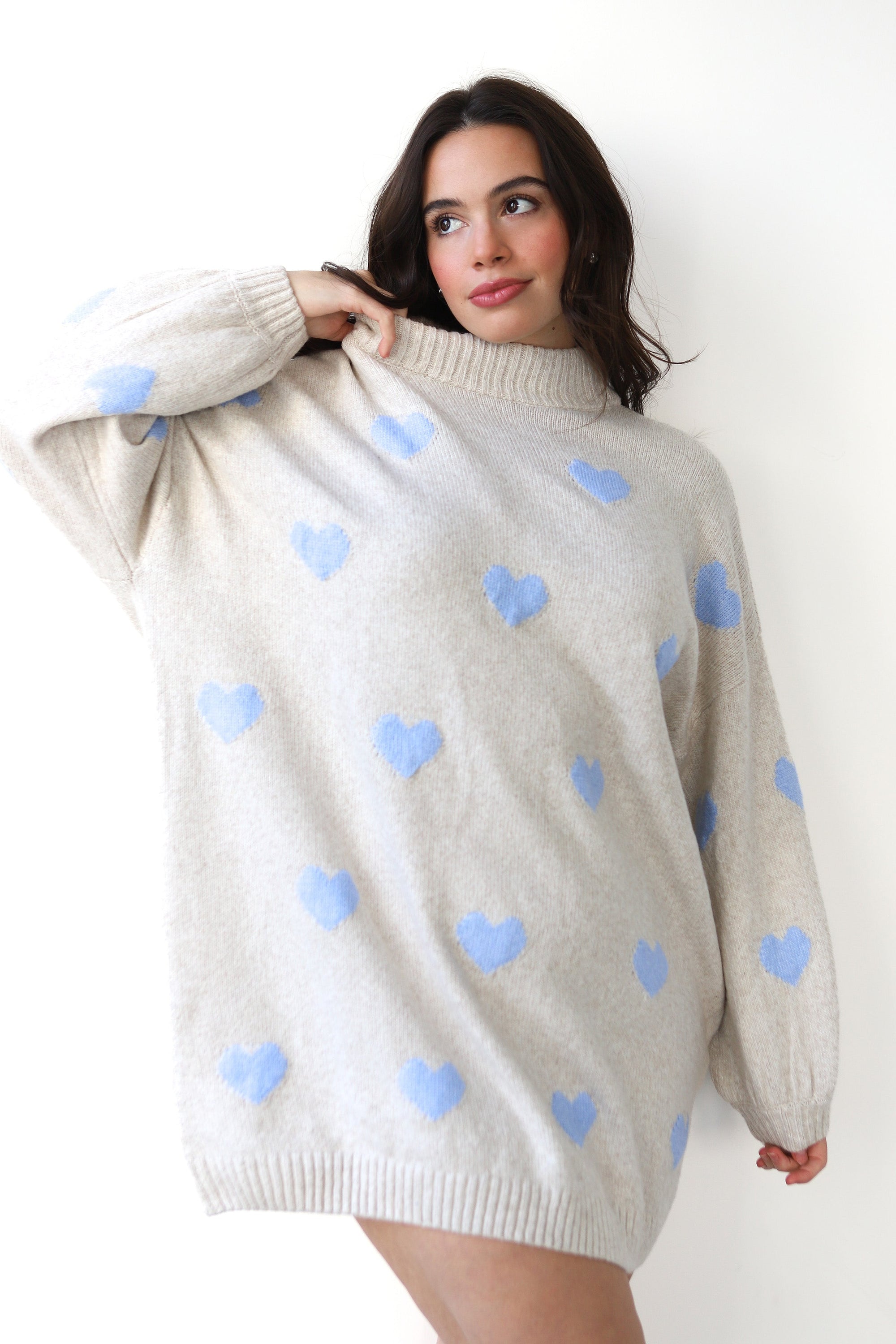 Callahan Knitwear - Bellamy Mini Dress - Sky Hearts -