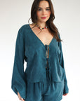 The Tie Front Top - Teal