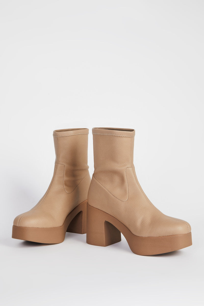 Intentionally Blank - Marlowe Vegan Platform Boot - TAUPE VEGAN BELUGA LEATHER