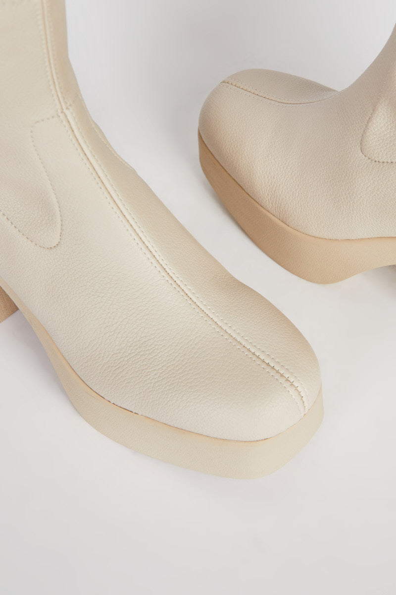 Intentionally Blank - Marlowe Vegan Platform Boot Cream Sole -