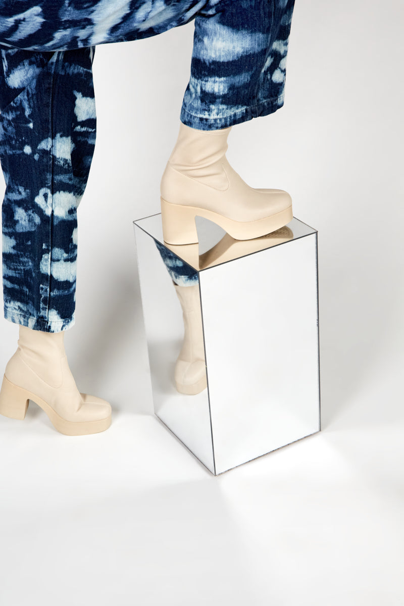 Intentionally Blank - Marlowe Vegan Platform Boot Cream Sole -
