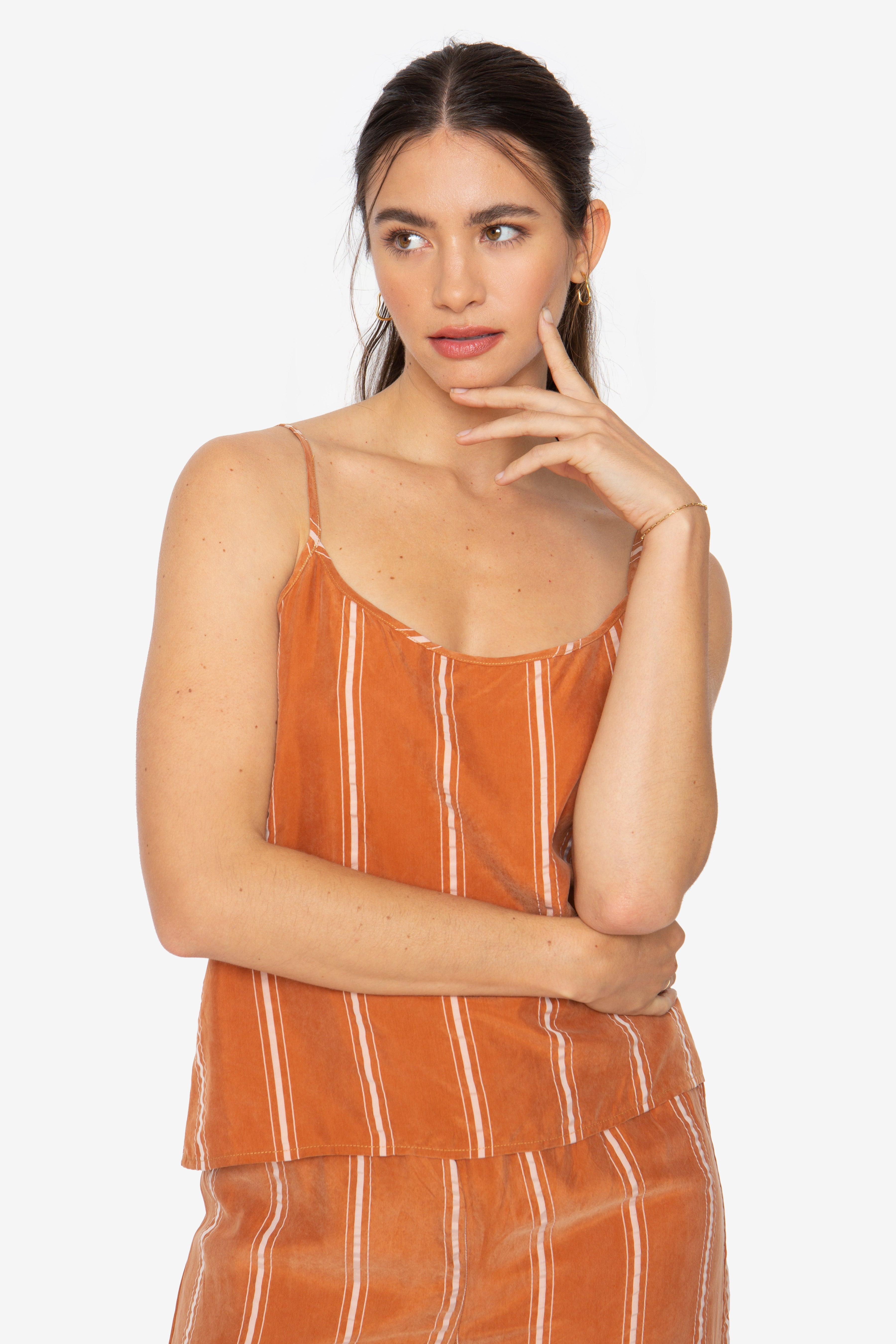 Button Up Cami - Rust