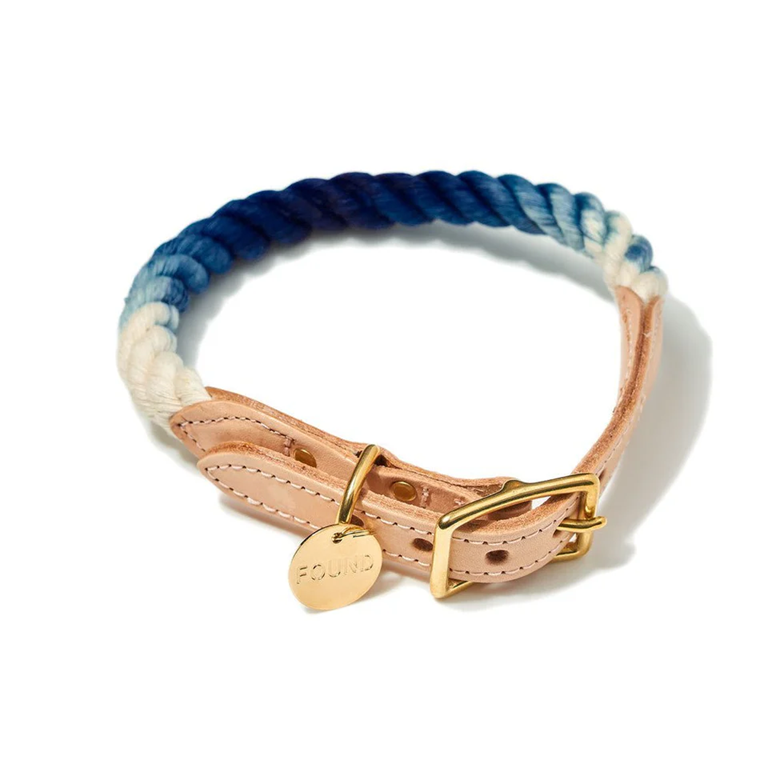 Found My Animal - Cotton Rope Cat & Dog Collar - Indigo Ombre -