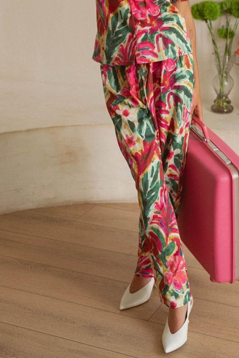 Montce - Isla Floral Wide-Leg Drawstring Pant -
