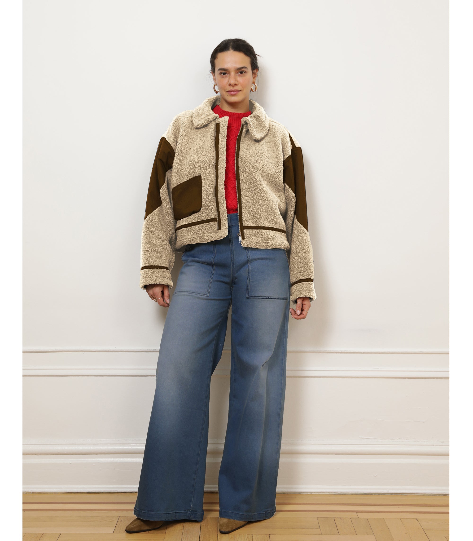 Loup - Vanessa Shearling Bomber Jacket - Ivory -