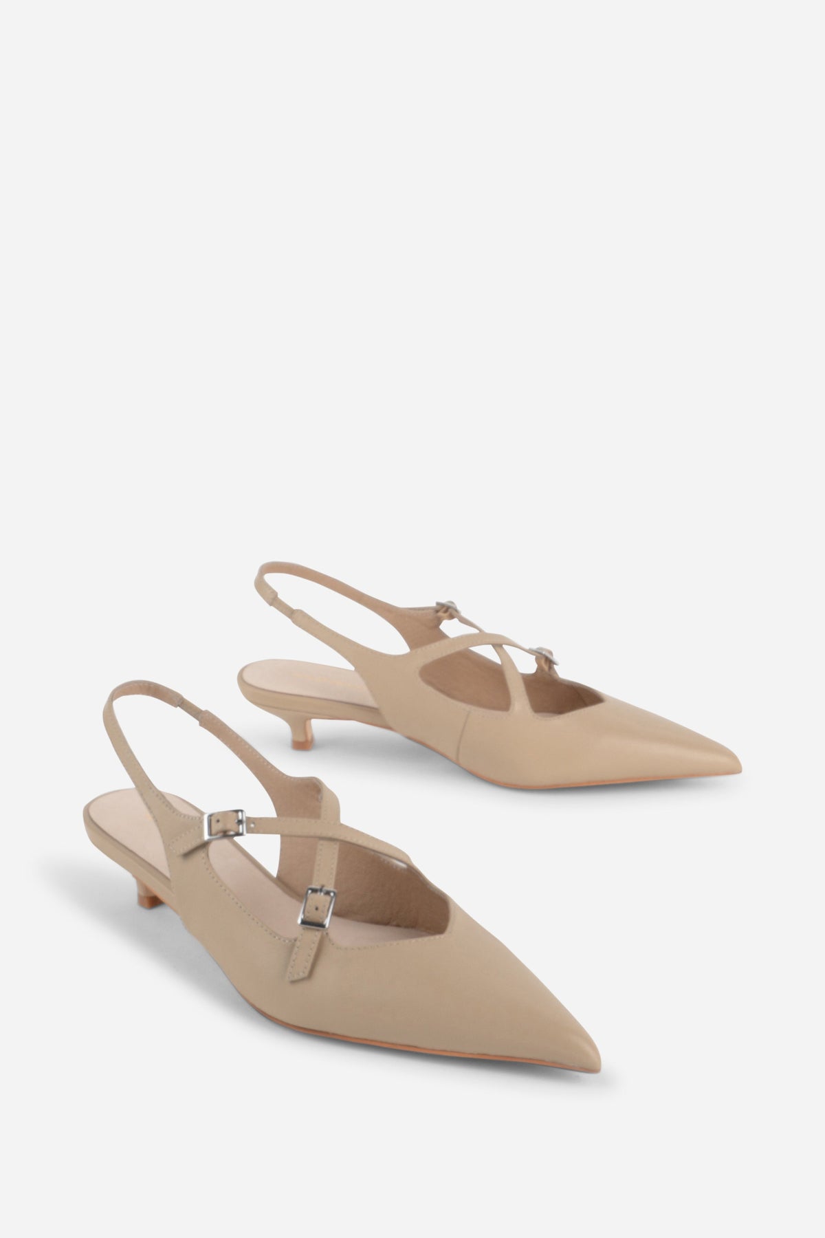 Intentionally Blank - Jax Slingback Kitten Heel - OATMILK LEATHER
