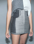 Loti - Juana Mini Skirt - Grey Patchwork -